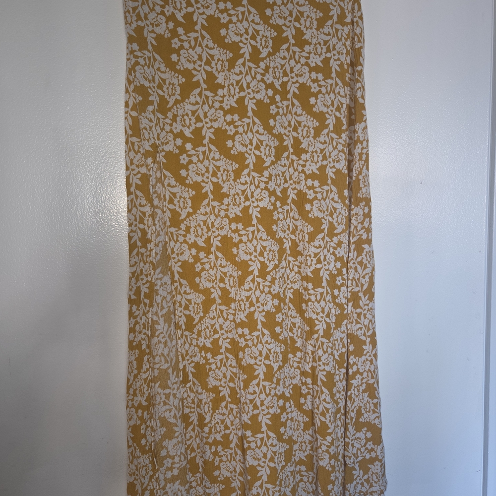 Hello Molly Mustard and White Floral Skirt